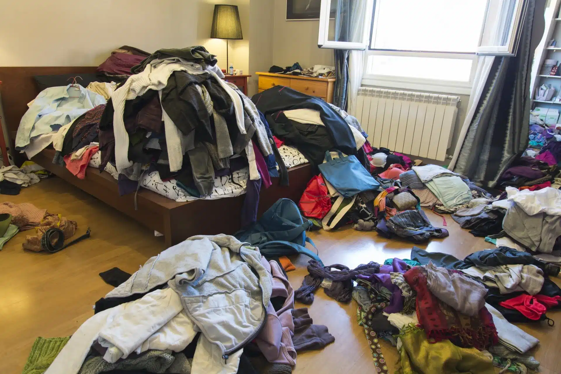 Bedroom full of clothes